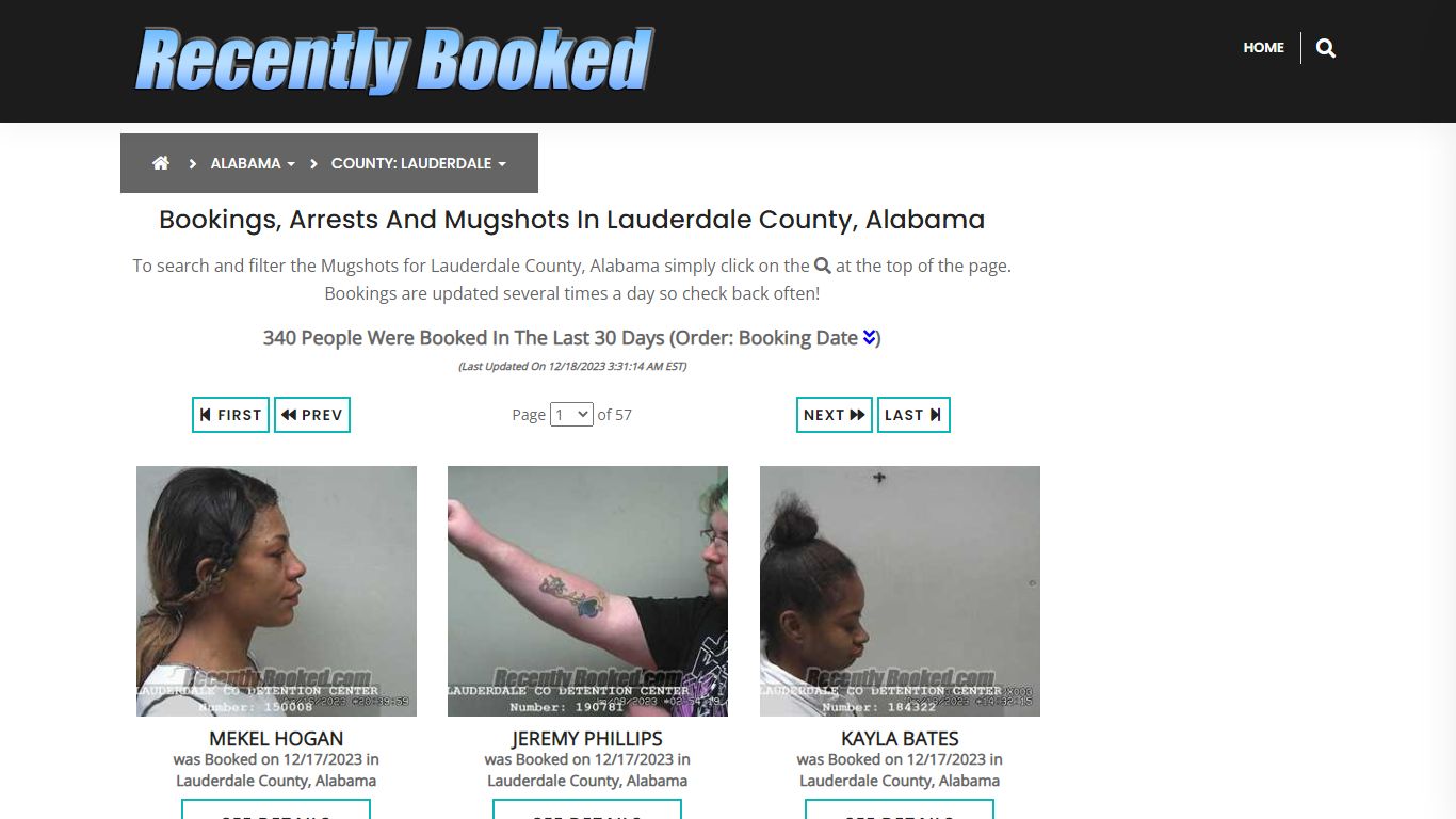 Bookings, Arrests and Mugshots in Lauderdale County, Alabama